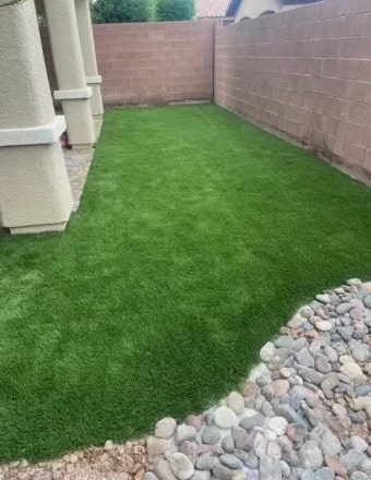 Backyard turf landscaping